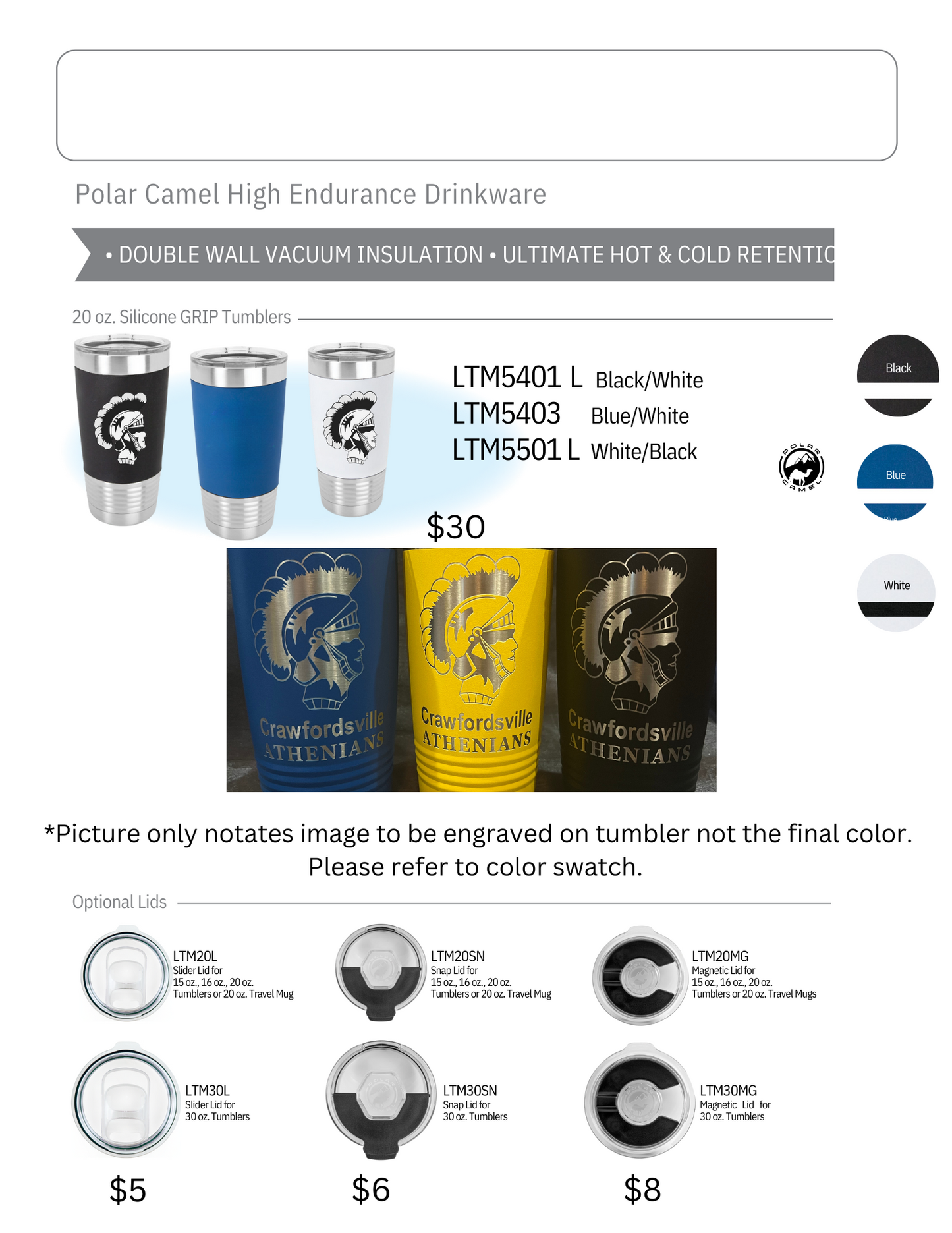 Crawfordsville High School Silicone Wrapped Tumblers