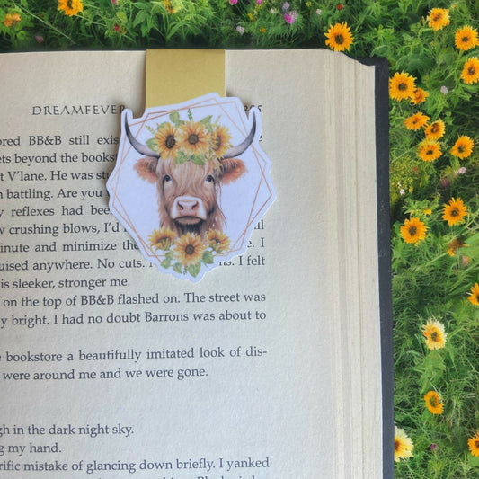 Cow Sunflower Magnetic Bookmark