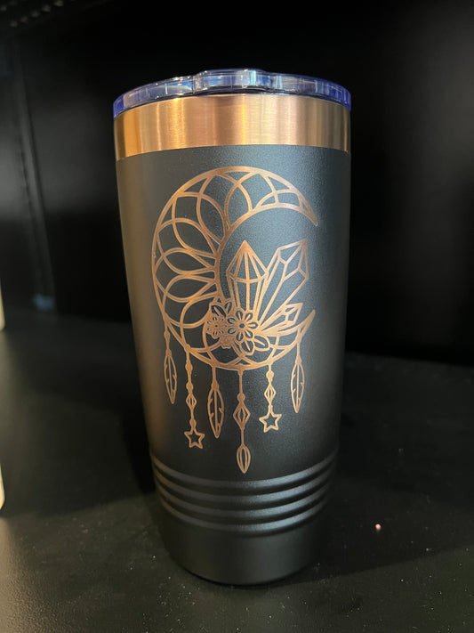 20oz Ion Plated Black with Rose Gold - Moon and Crystals