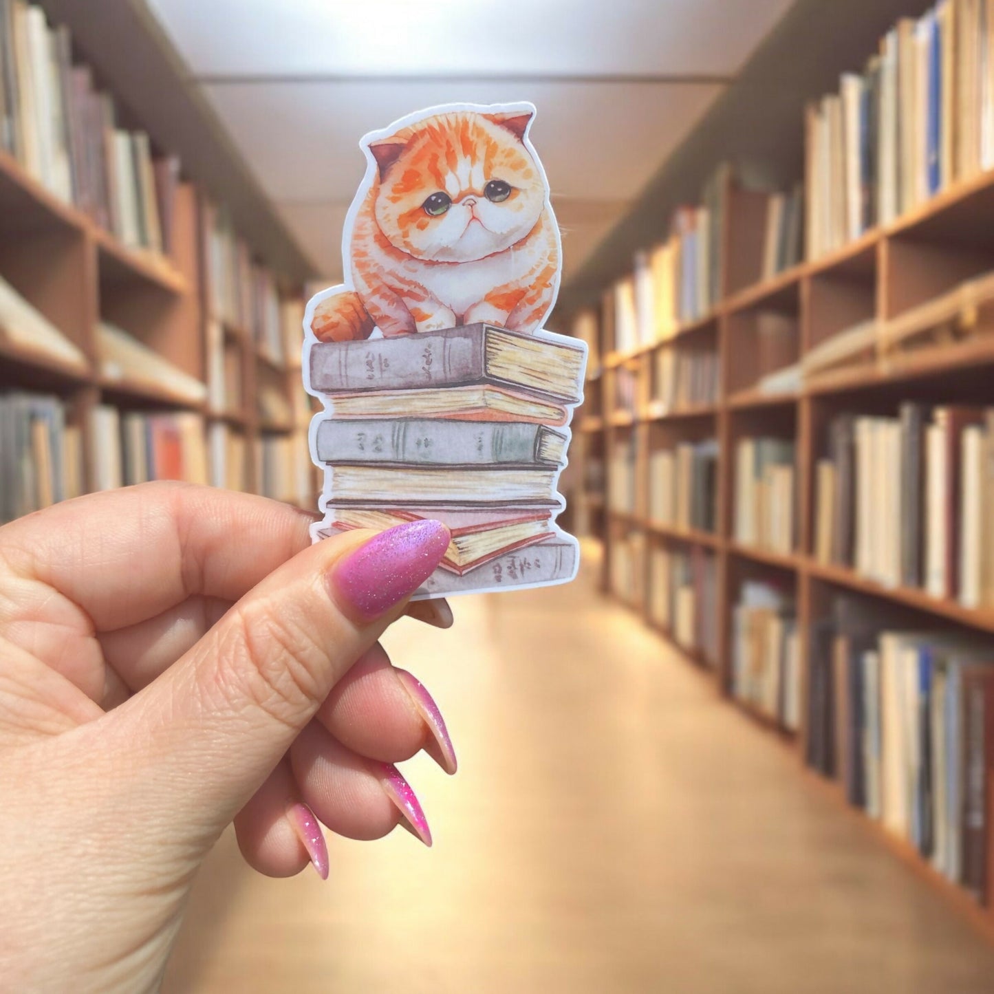 Fat Cat on Book Sticker