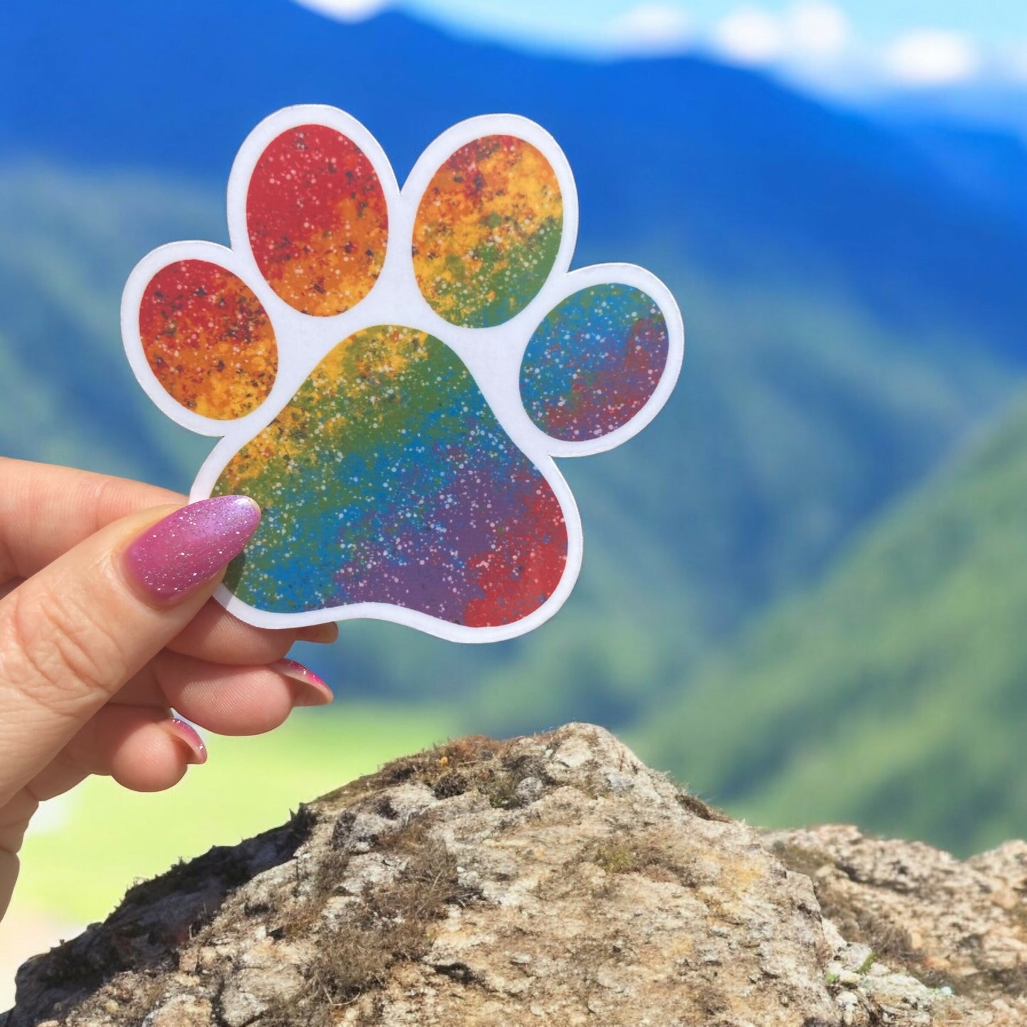 Dog Paw Rainbow Sticker