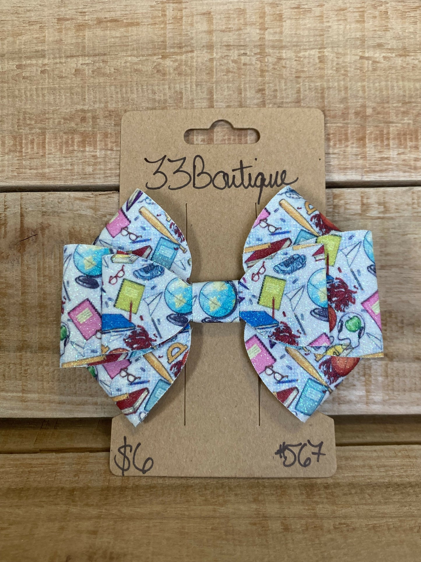 “Back to School” Hair Bow Clip