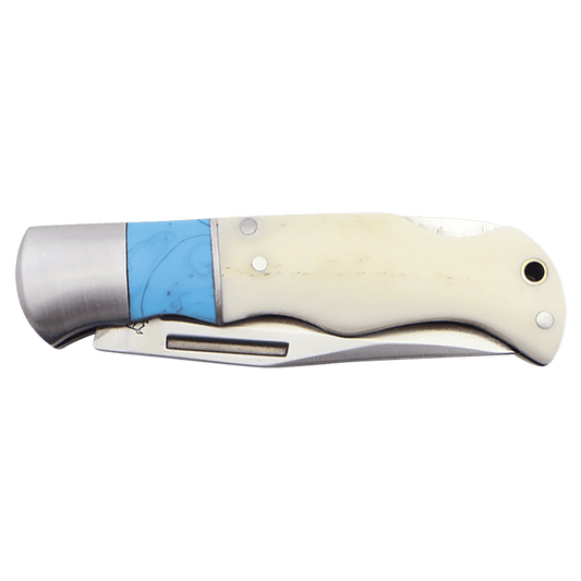 Bison River 3 1/2 Blue/Bone Folding Knife