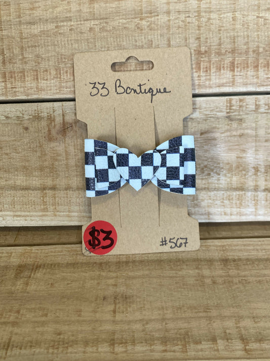 Checkered Flag Racing Hair Bow Clip