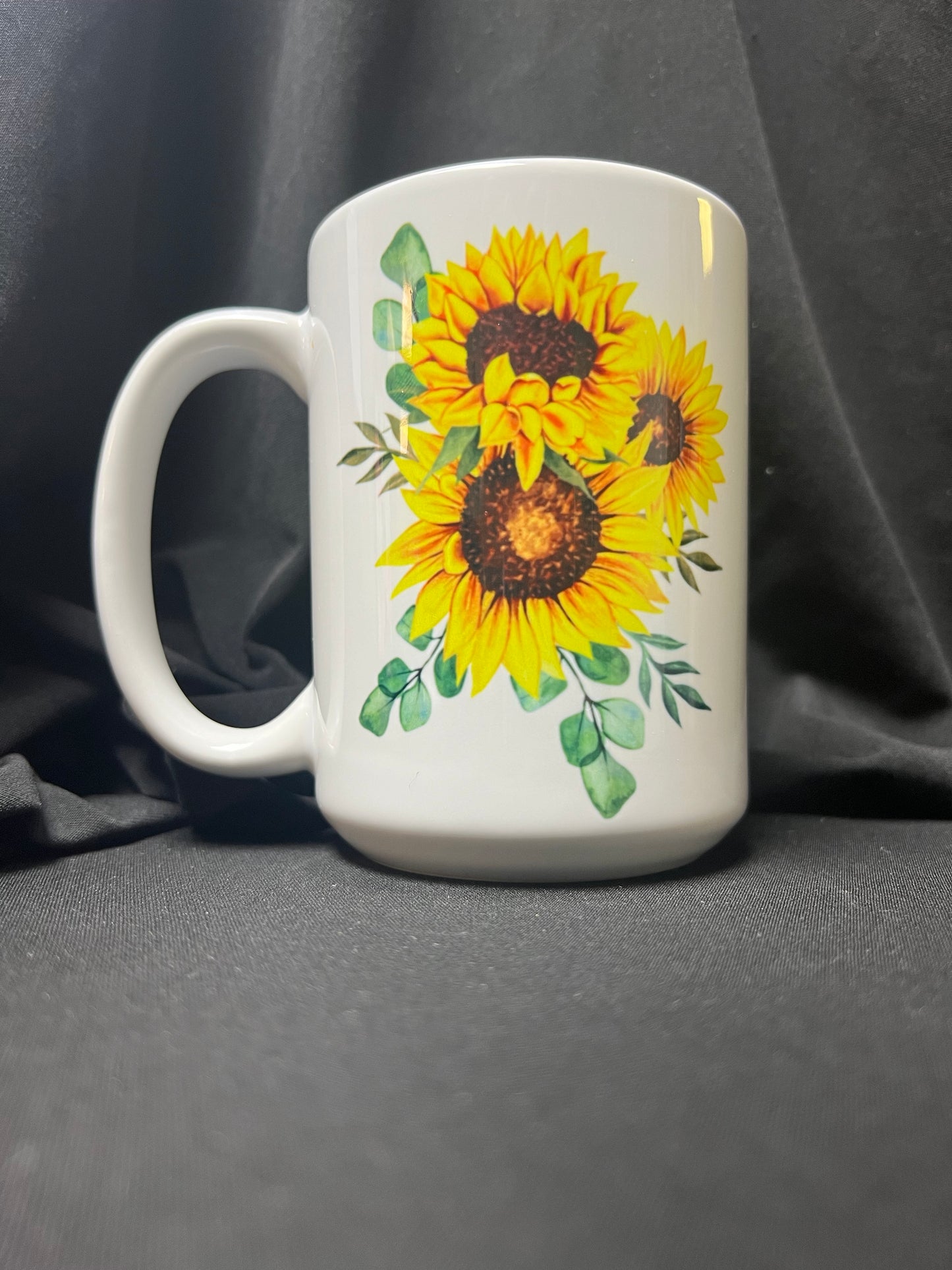 15 OZ CERAMIC GLASS MUG - Sunflowers