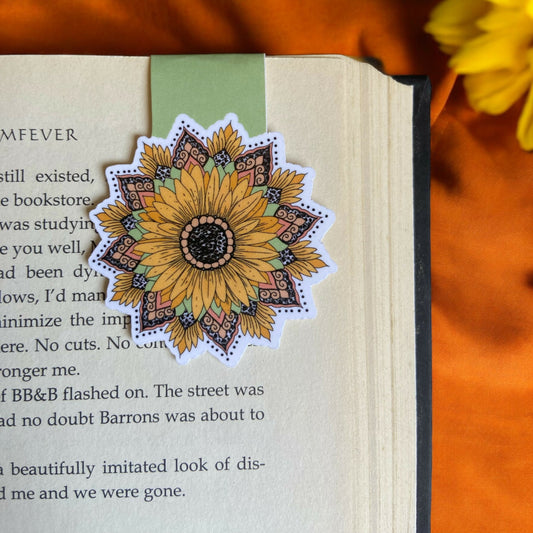 Sunflower Mandala Magnetic Bookmark