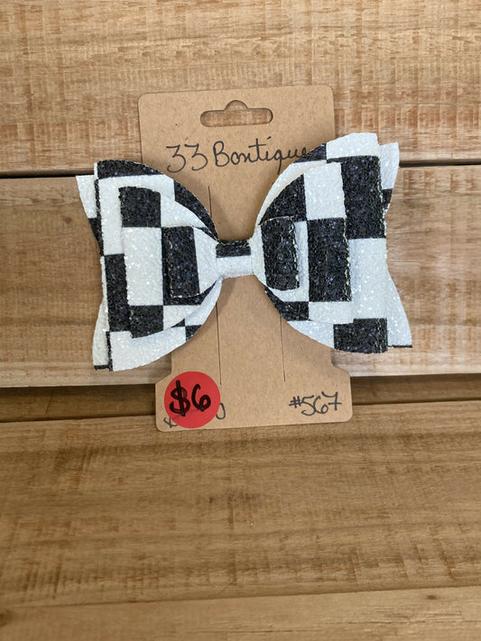 Black and White Hair Bow Clip