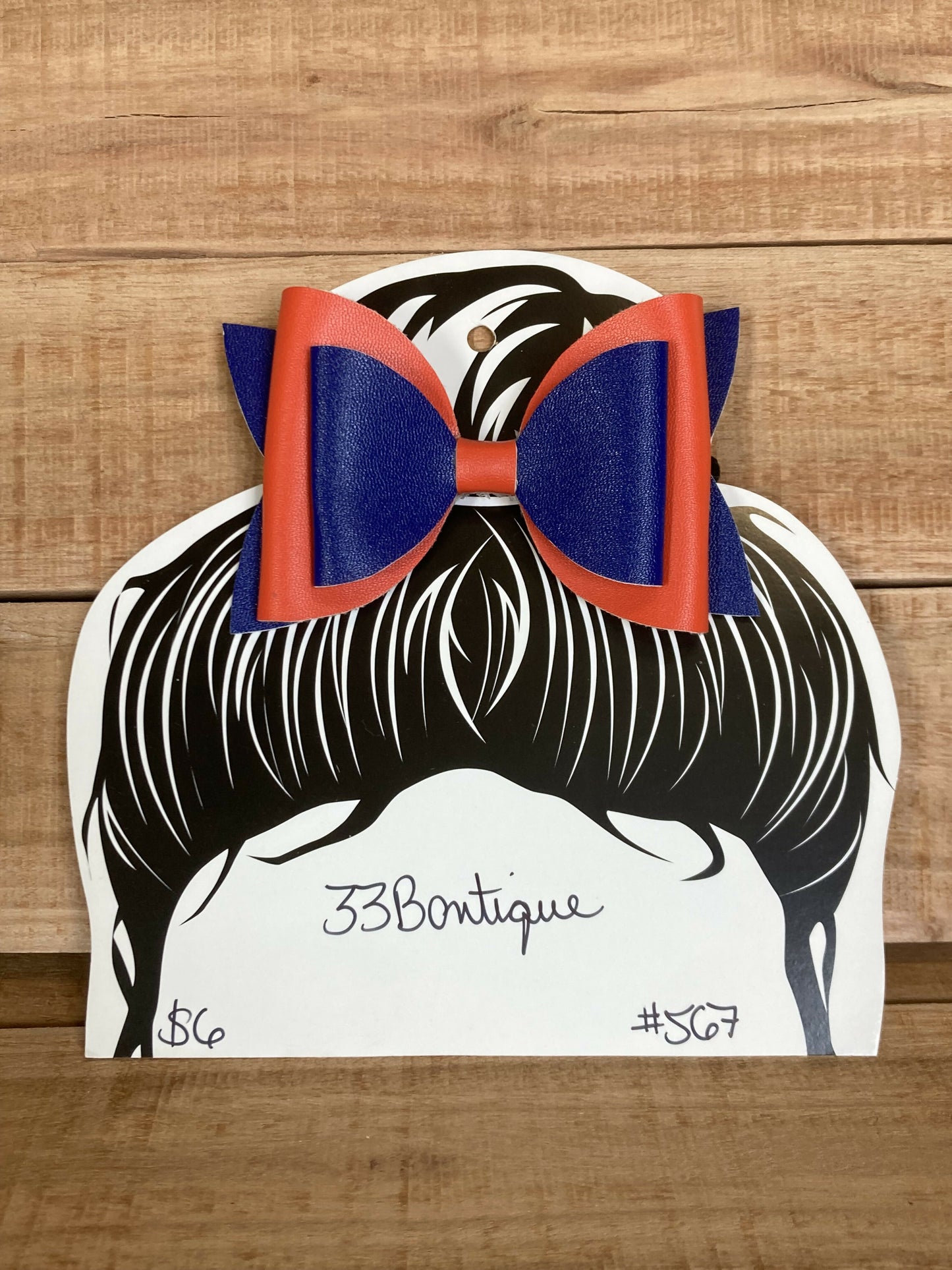 Blue and Orange Hair Bow Ponytail