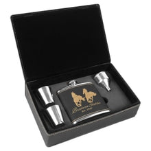 Load image into Gallery viewer, Laserable Leatherette Flask Gift Set - Your logo or design
