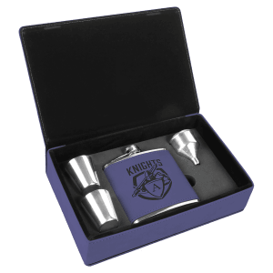 Laserable Leatherette Flask Gift Set - Your logo or design