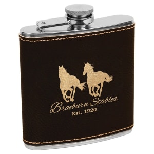 6 oz. Laserable Leatherette Flask