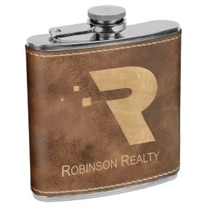 6 oz. Laserable Leatherette Flask