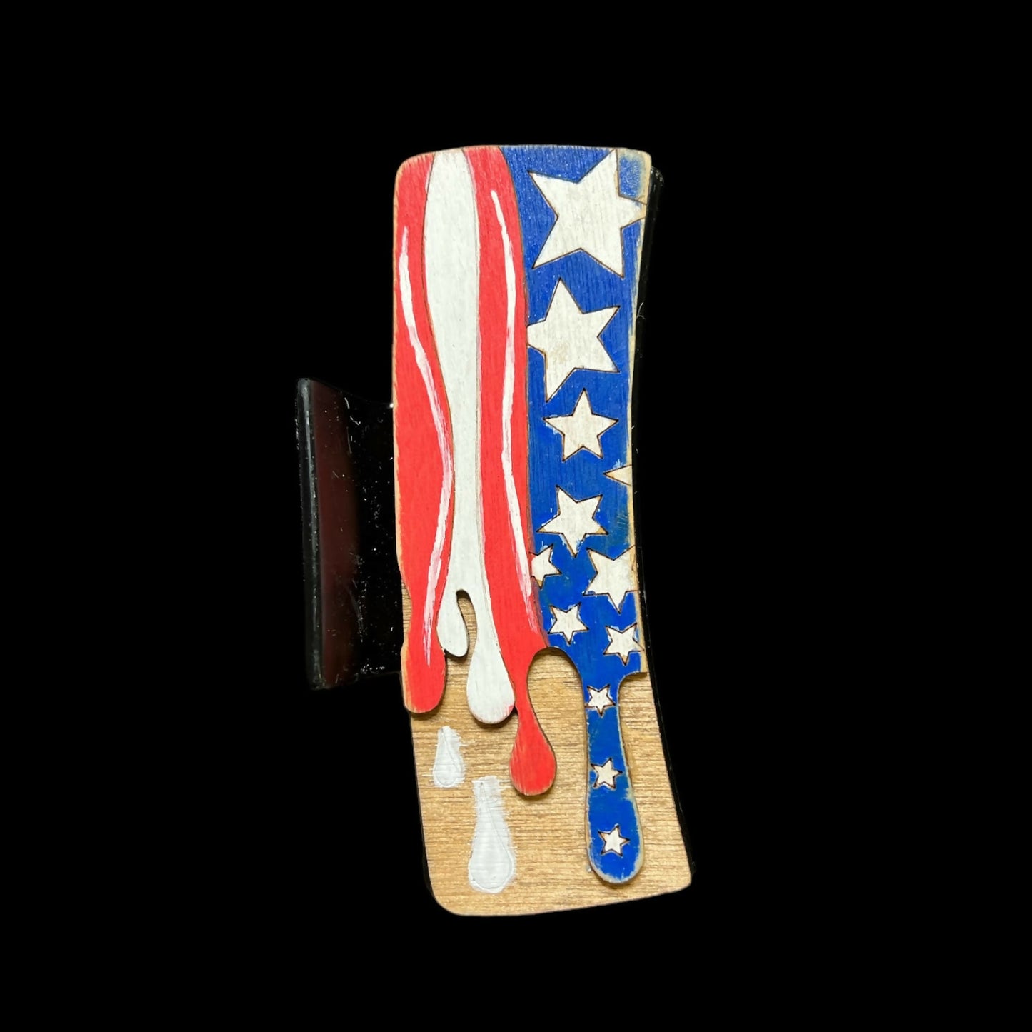 American Flag Paint Drip Hair Clip