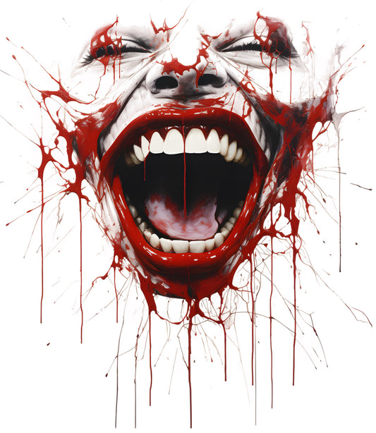 White and Red Clown Face DTF Print