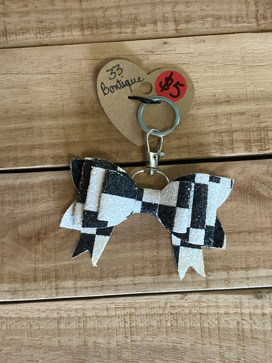 Checkered Bow Keychain