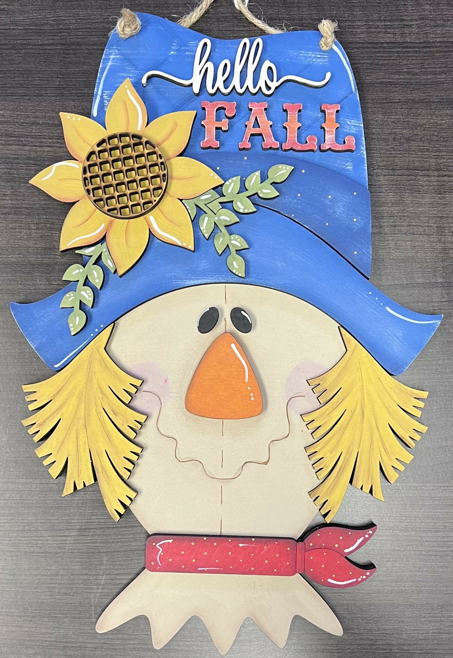 Hello Fall Scarecrow Door Hanger