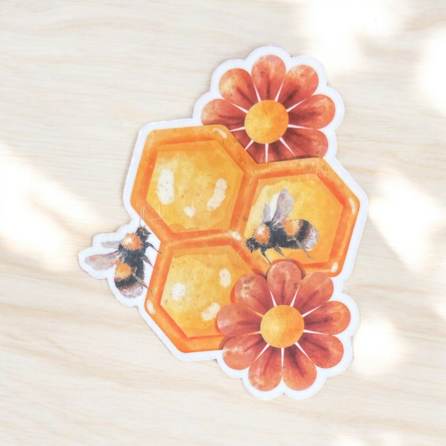 Bee Red Flower Sticker