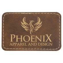 Load image into Gallery viewer, Leatherette Patches 3 1/2 x 2 1/2  standard size for hats, clothing, and more! Hex, rectangle, square, circle, and oval design.
