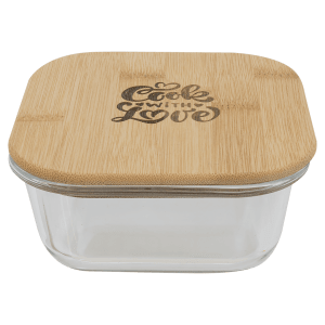 Square Glass Container with Bamboo Lid