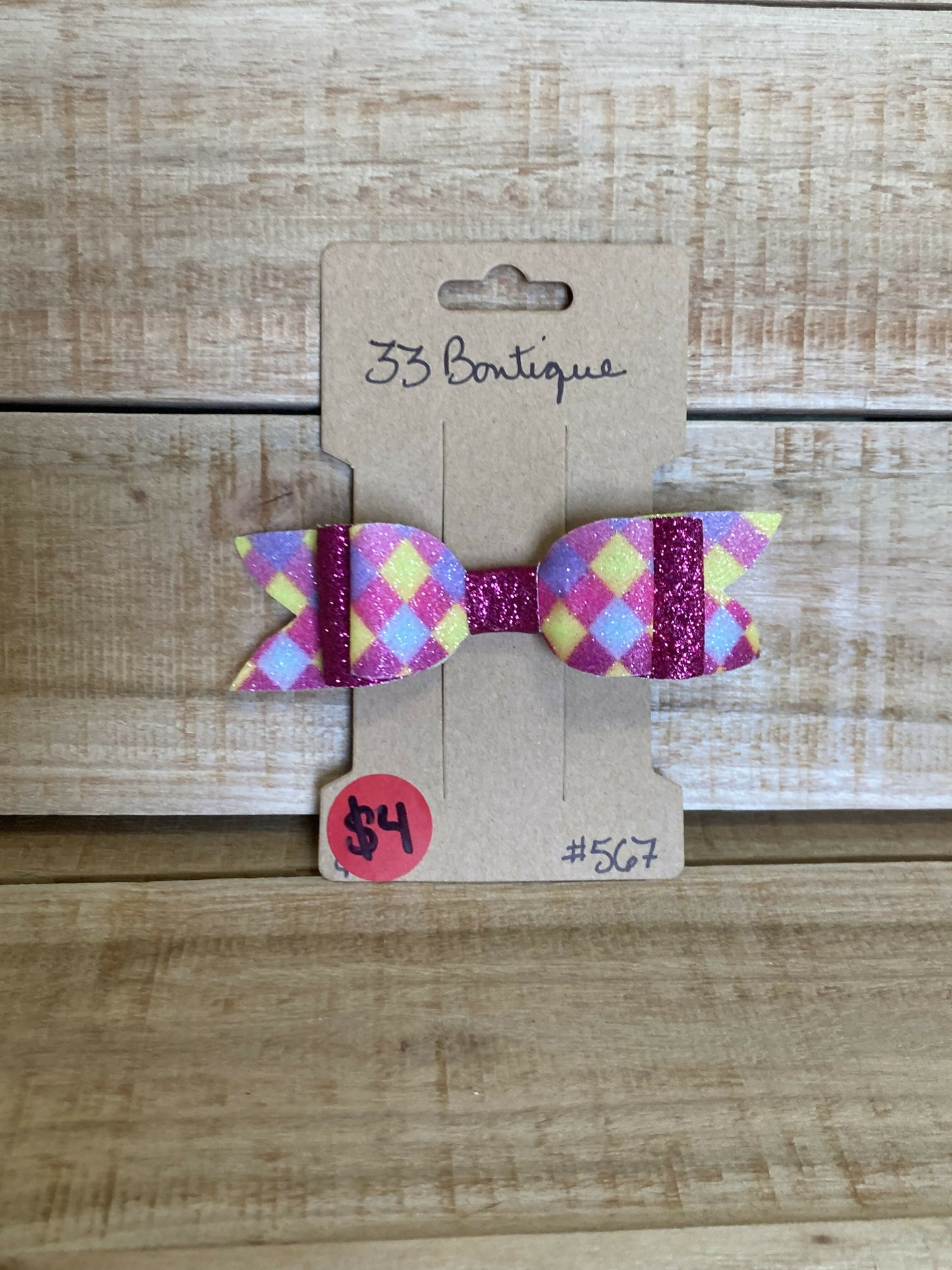 Multi Checkered Hair Bow Clip