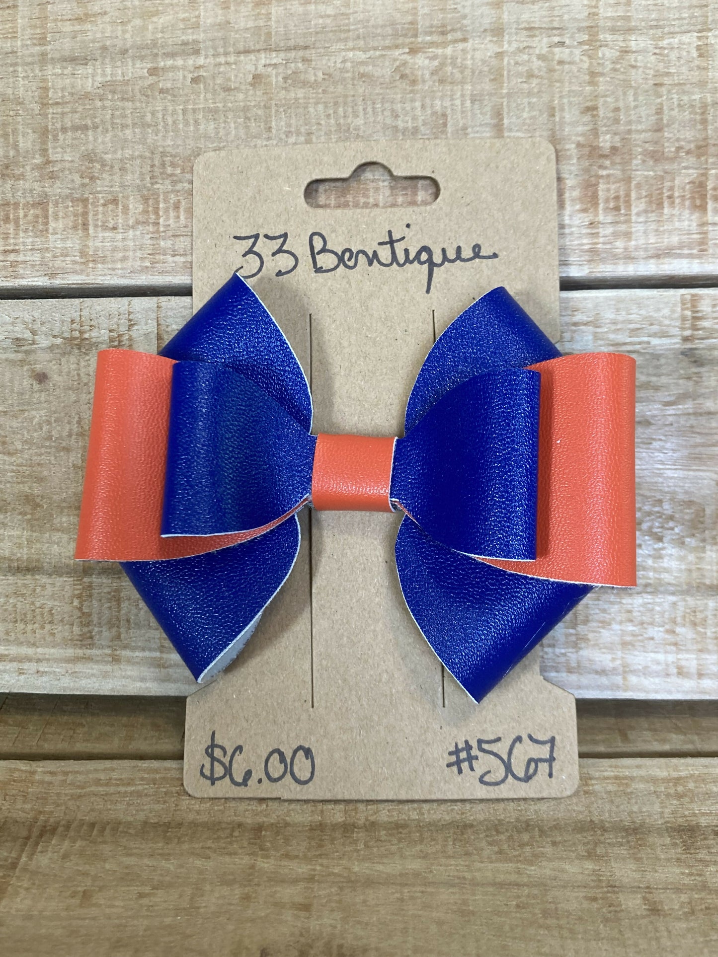 Blue and Orange Hair Bow Clip