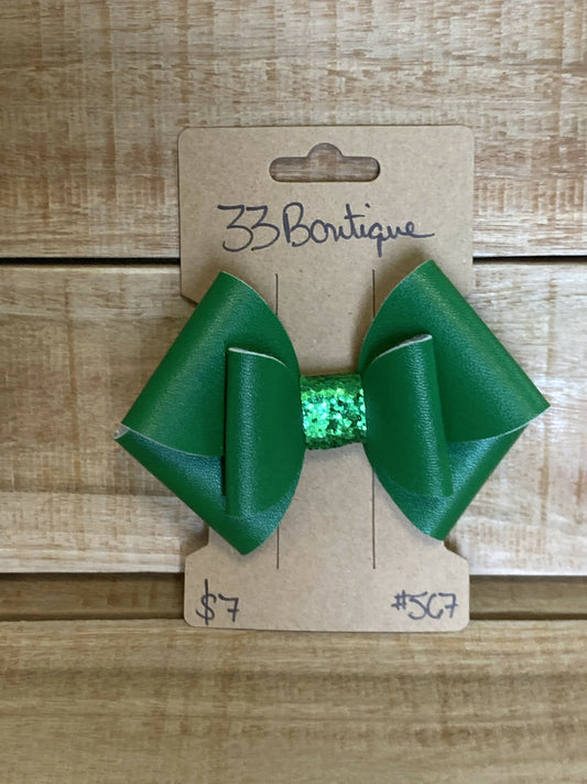 Dark Green Hair Bow Clip