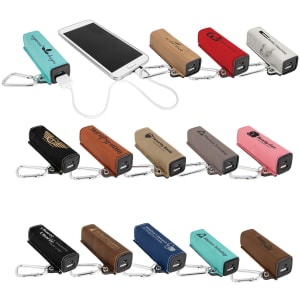 Laserable Leatherette 2200 mAh Power Bank with USB Cord