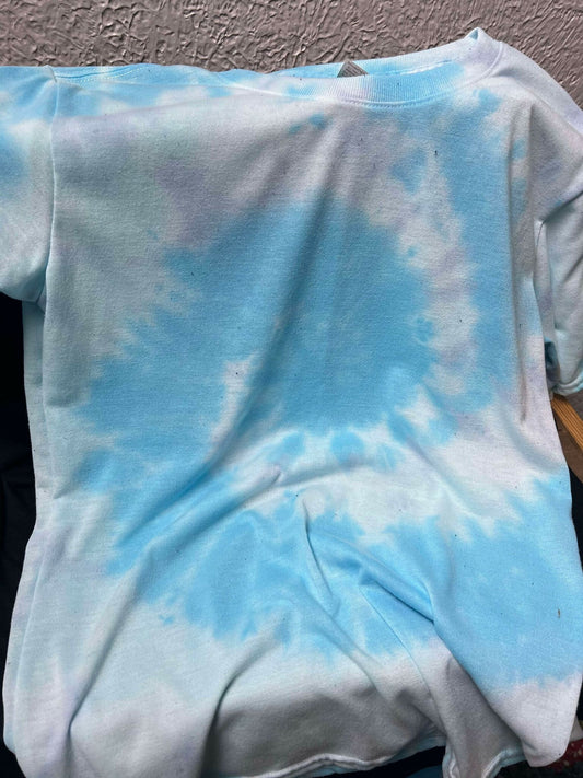 Tie Dye T-Shirt- Spiral-Pale Blue-Ladies-M.