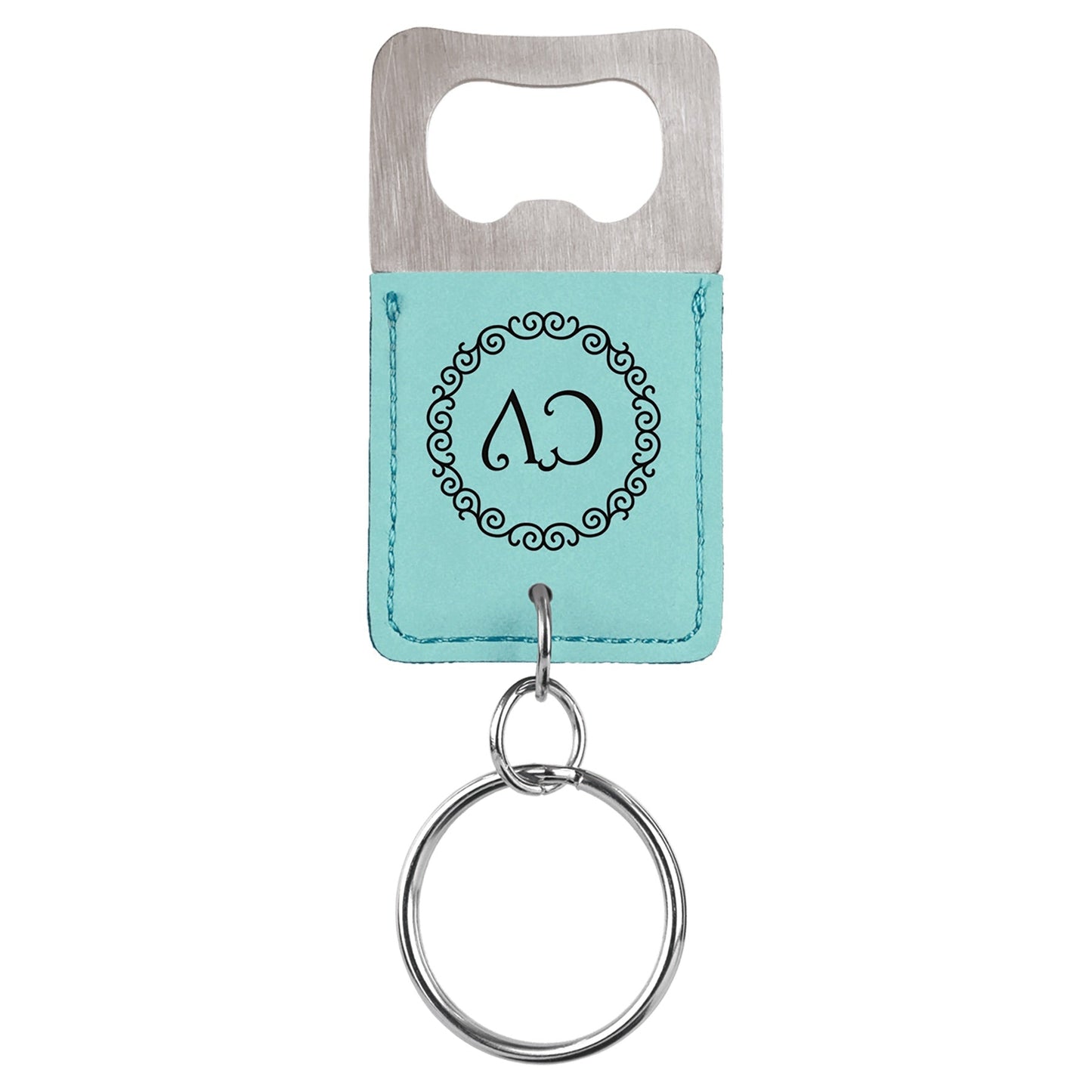 MRS Leatherette Rectangle Bottle Opener with Keychain