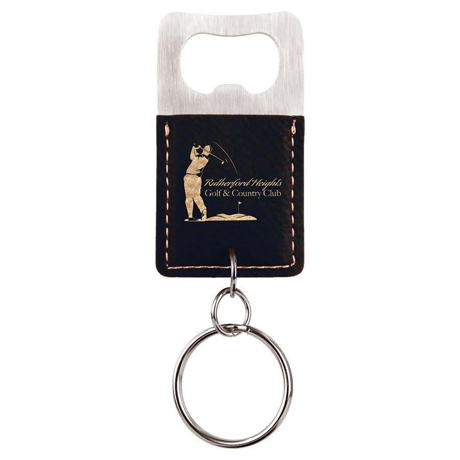 MRS Leatherette Rectangle Bottle Opener with Keychain