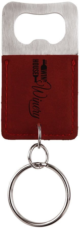 MRS Leatherette Rectangle Bottle Opener with Keychain