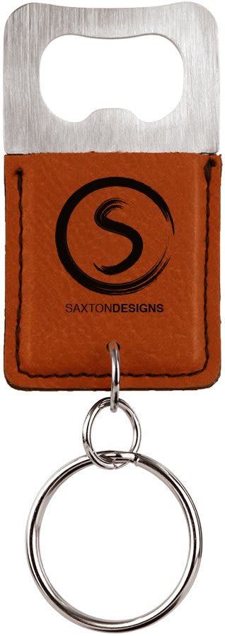 MR Leatherette Rectangle Bottle Opener with Keychain