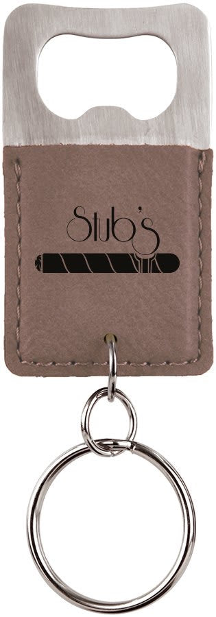 MRS Leatherette Rectangle Bottle Opener with Keychain