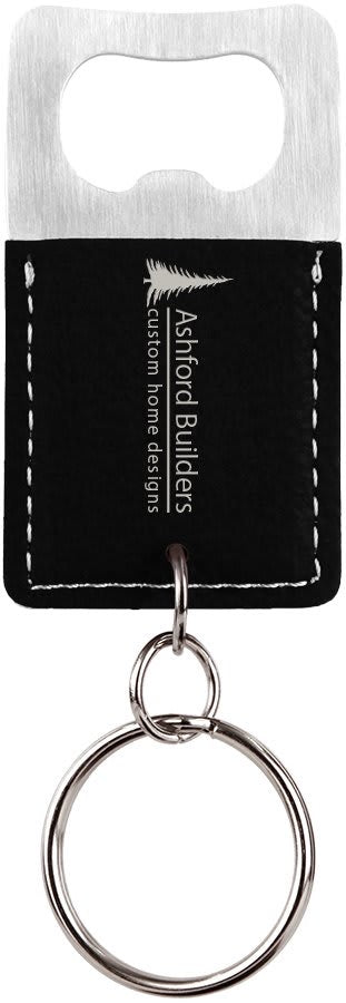 MRS Leatherette Rectangle Bottle Opener with Keychain