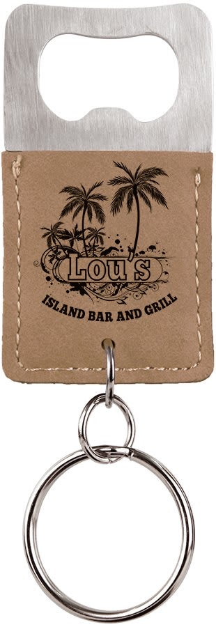 MRS Leatherette Rectangle Bottle Opener with Keychain