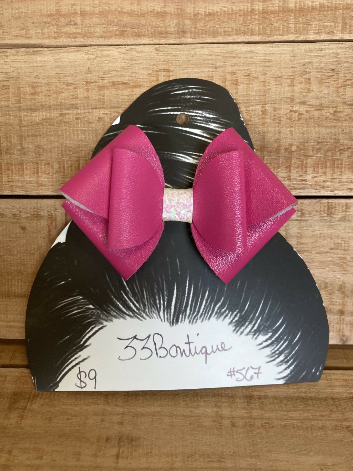 Dark Pink Hair Bow Ponytail