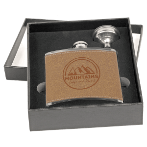 Leather Flask Set in Black Presentation Box