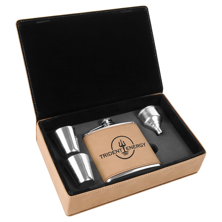 Leatherette Flask Gift Set - Your logo or design