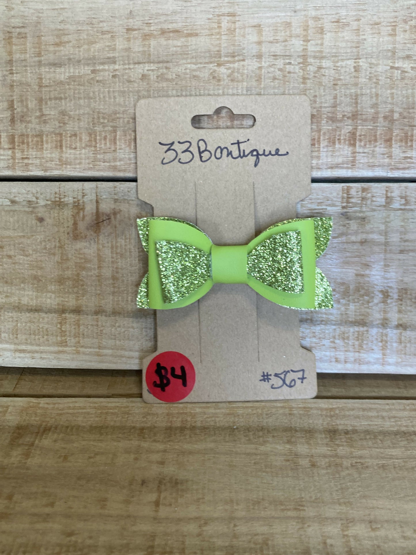 Green Glitter Hair Bow Clip