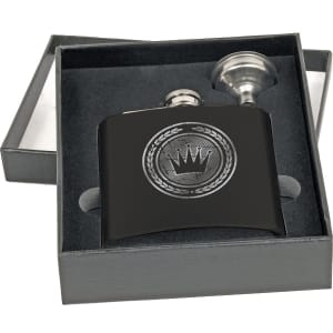 Leather Flask Set in Black Presentation Box