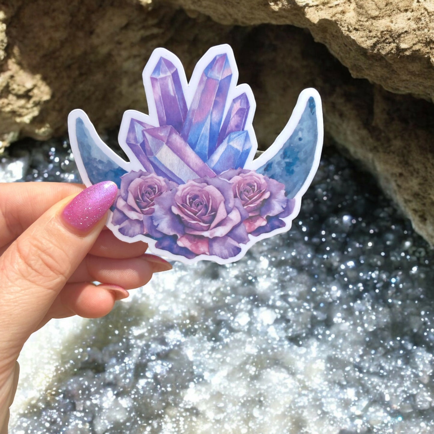 Crystal Rose Moon Sticker