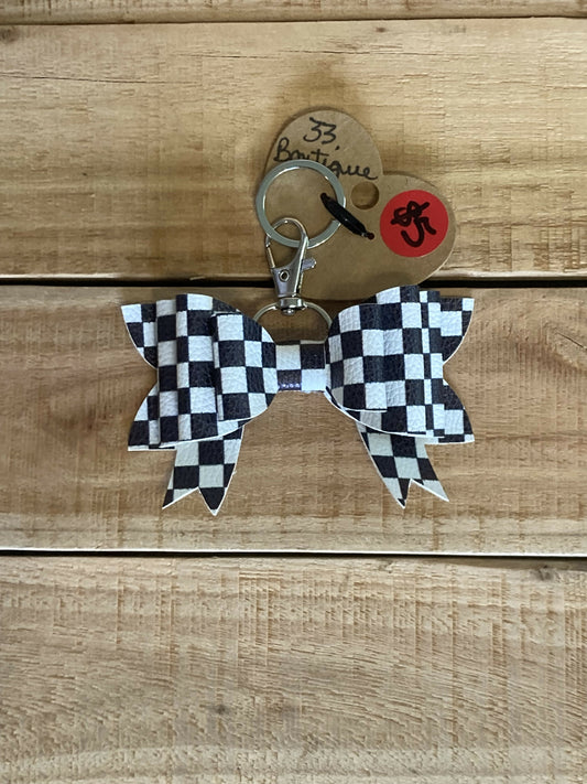 Checkered Flag Bow Keychain