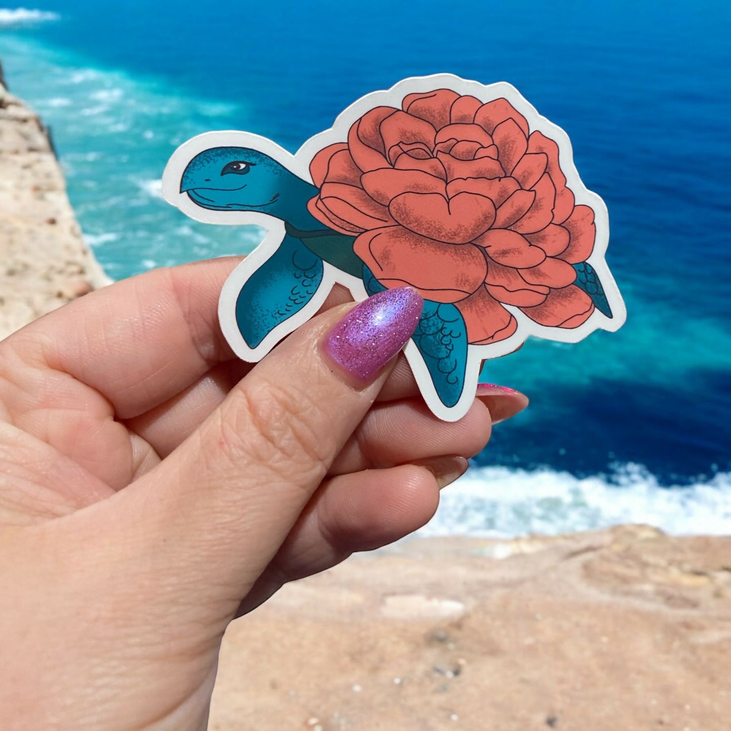 Floral Sea Turtle Sticker