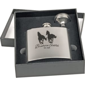 Leather Flask Set in Black Presentation Box