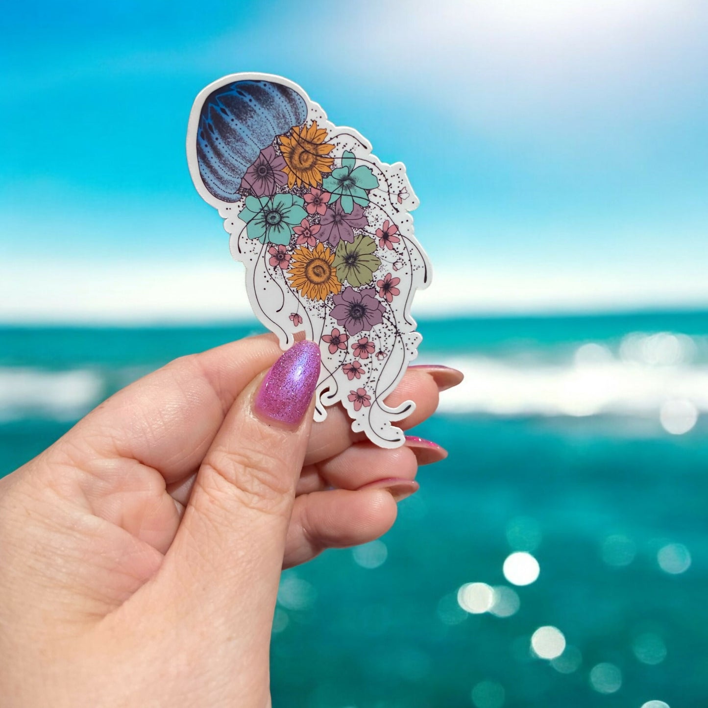 Floral Jellyfish Sticker