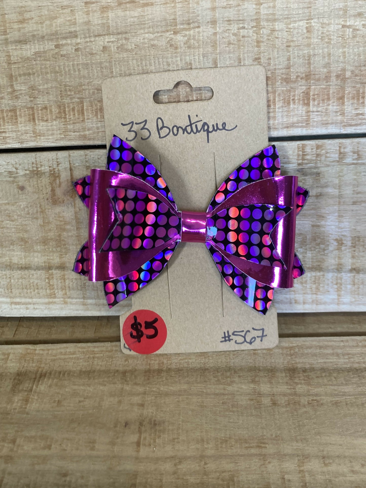 Pink Iridescent Hair Bow Clip