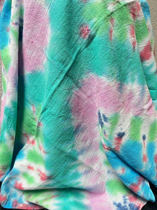 Tie dye flour sack towel pink/green/blue/red