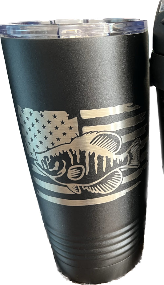 Crappie with flag 20oz Polar Camel Tumbler