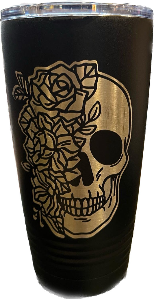 Sugar skull with flowers 20oz Polar Camel Tumbler